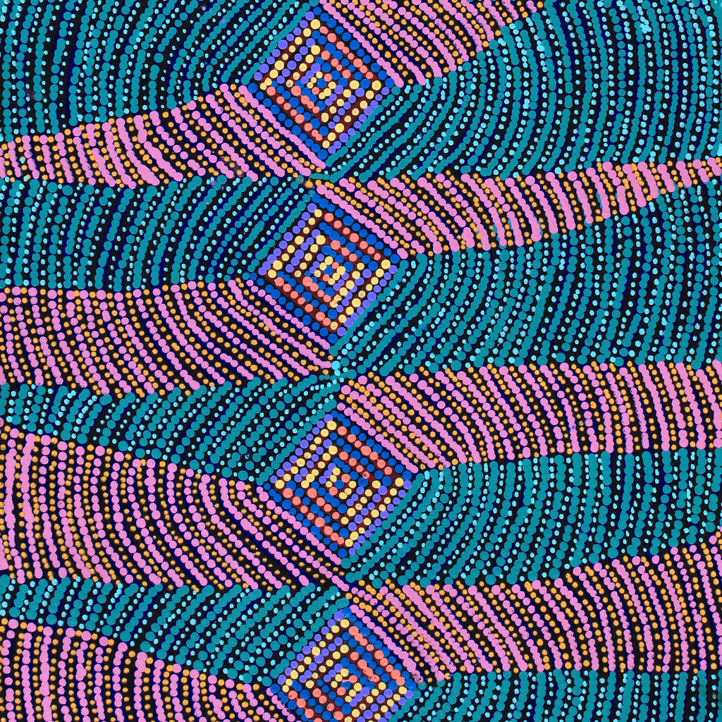 Aboriginal Artwork by Gloria Napangardi Gill, Lukarrara Jukurrpa, 122x46cm