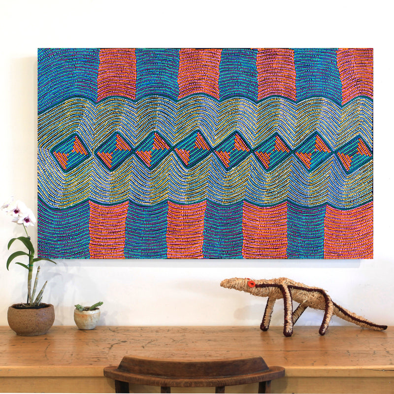 Aboriginal Artwork by Gloria Napangardi Gill, Lukarrara Jukurrpa, 122x76cm