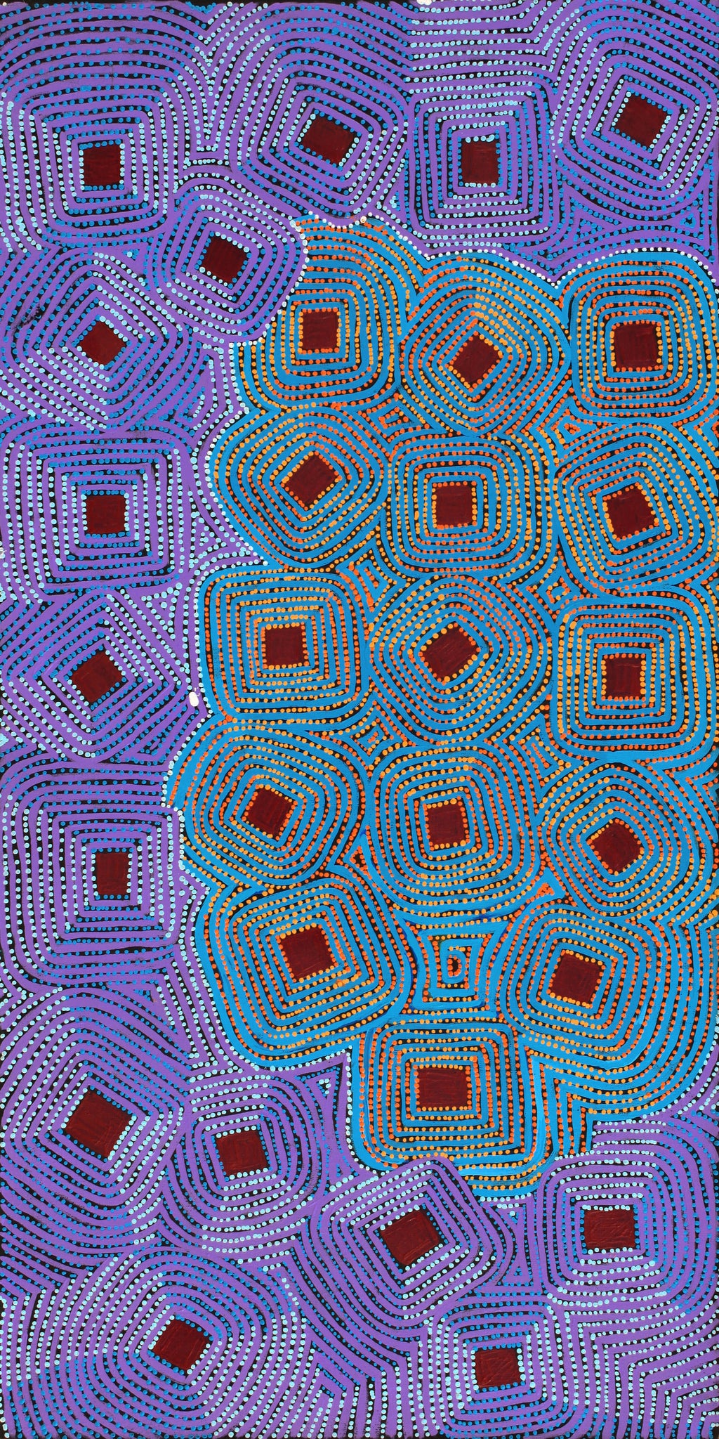 Aboriginal Artwork by Gloria Napangardi Gill, Lukarrara Jukurrpa, 122x46cm