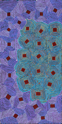 Aboriginal Artwork by Gloria Napangardi Gill, Lukarrara Jukurrpa, 122x46cm