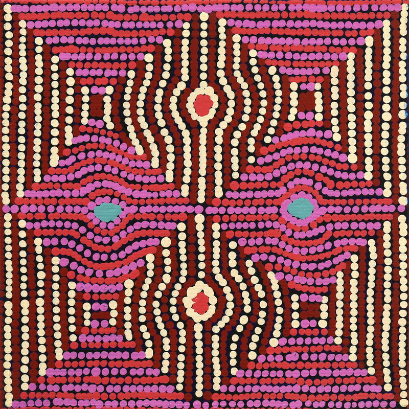 Aboriginal Artwork by Gloria Napangardi Gill, Lukarrara Jukurrpa, 30x30cm