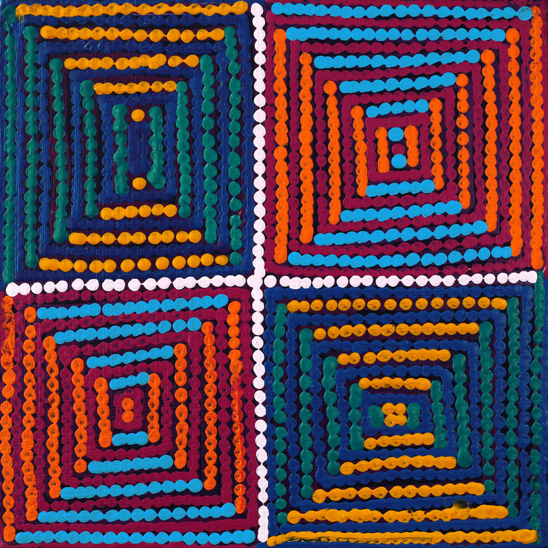 Aboriginal Artwork by Gloria Napangardi Gill, Lukarrara Jukurrpa, 30x30cm
