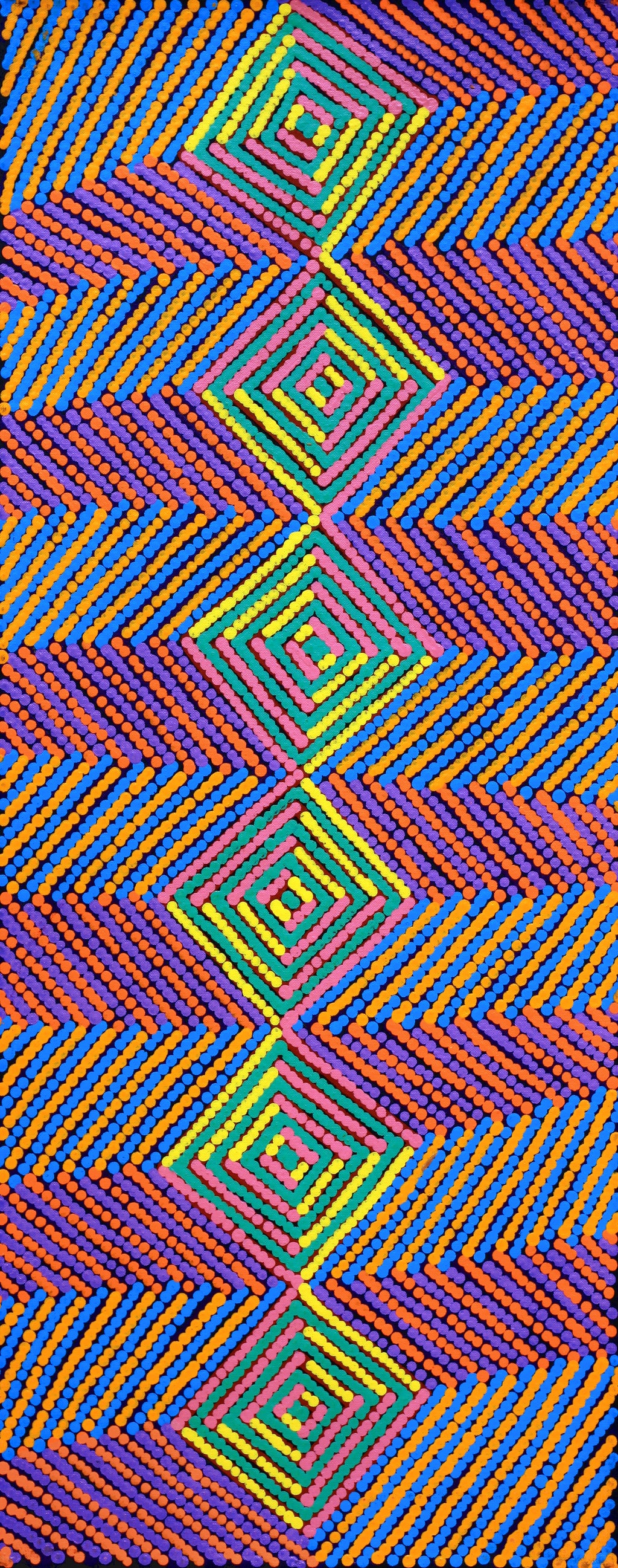 Aboriginal Artwork by Gloria Napangardi Gill, Lukarrara Jukurrpa, 76x30cm