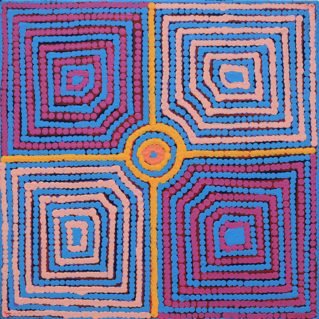 Aboriginal Artwork by Gloria Napangardi Gill, Lukarrara Jukurrpa, 30x30cm
