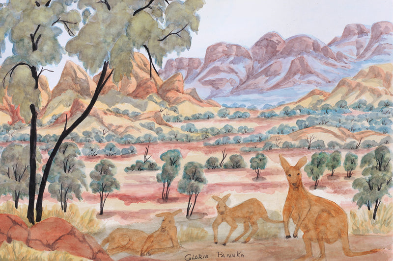 Aboriginal Artwork by Gloria Pannka, Tjuritja (West MacDonnell Ranges), 40.5x27cm