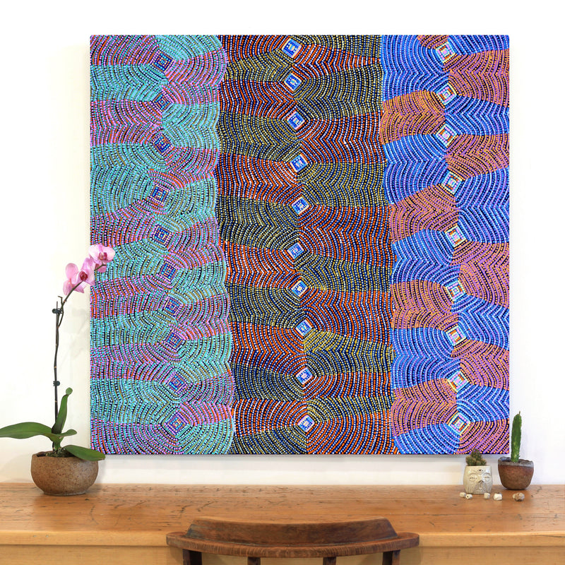 Aboriginal Artwork by Gloria Napangardi Gill, Lukarrara Jukurrpa, 107x107cm