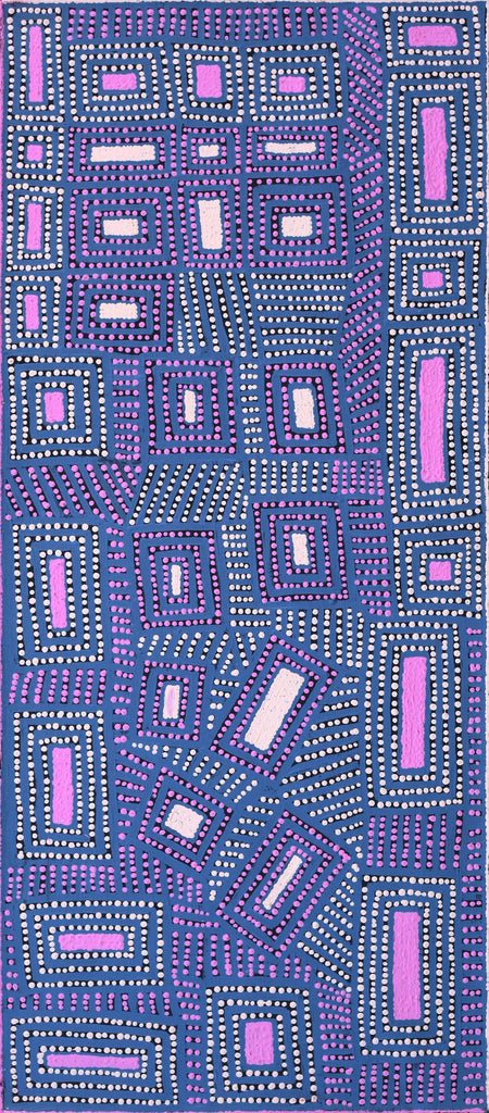 Aboriginal Artwork by Gloria Napangardi Gill, Lukarrara Jukurrpa, 107x46cm