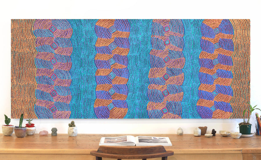 Aboriginal Artwork by Gloria Napangardi Gill, Lukarrara Jukurrpa, 183x76cm