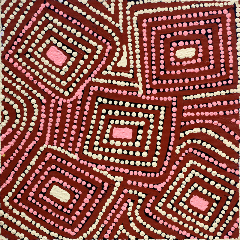 Aboriginal Artwork by Gloria Napangardi Gill, Lukarrara Jukurrpa, 30x30cm