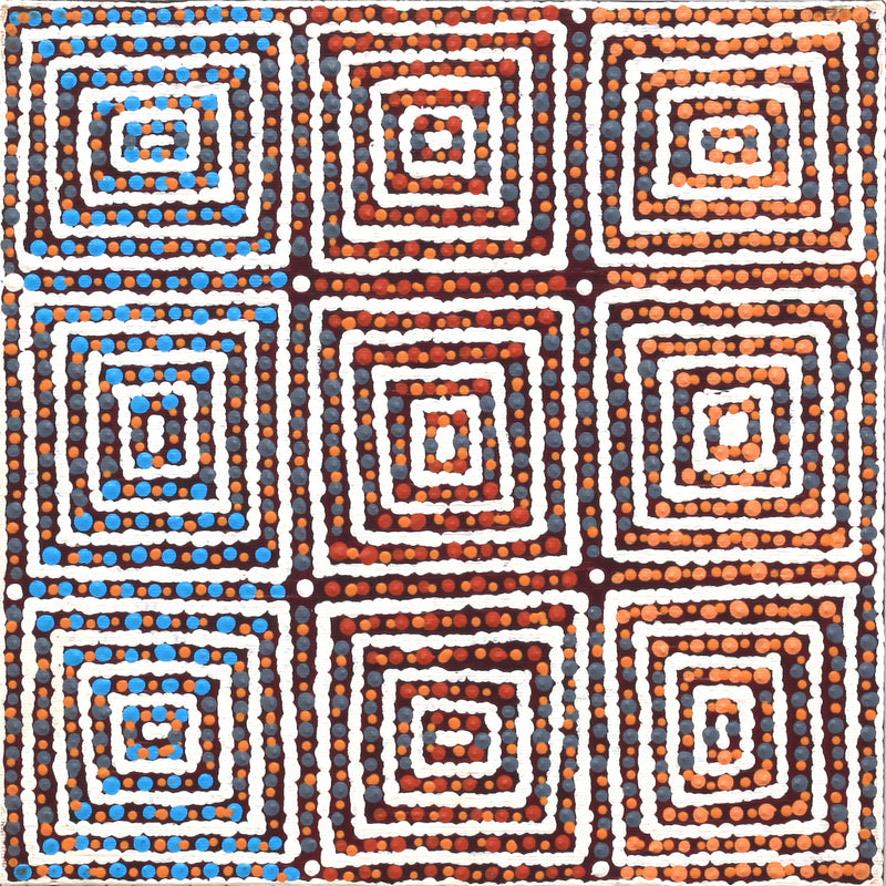 Aboriginal Artwork by Gloria Napangardi Gill, Lukarrara Jukurrpa, 30x30cm