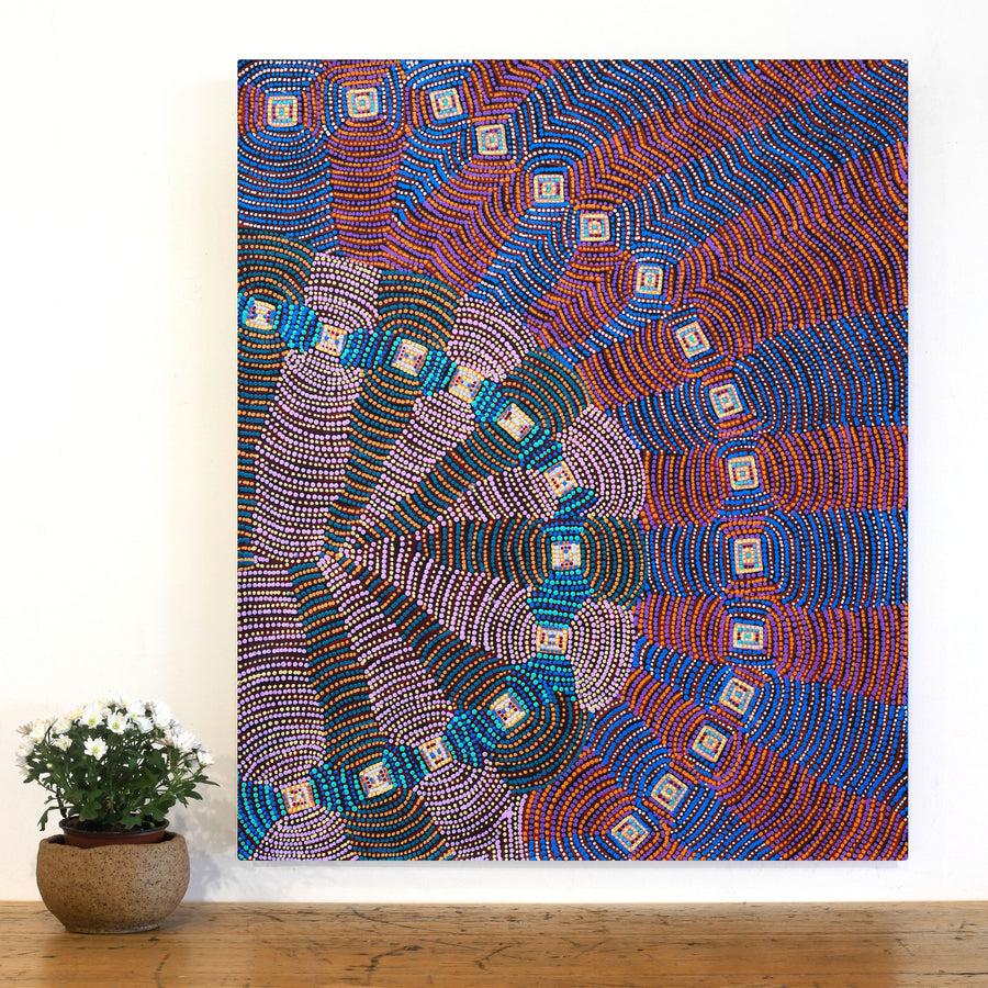 Aboriginal Artwork by Gloria Napangardi Gill, Lukarrara Jukurrpa, 91x76cm