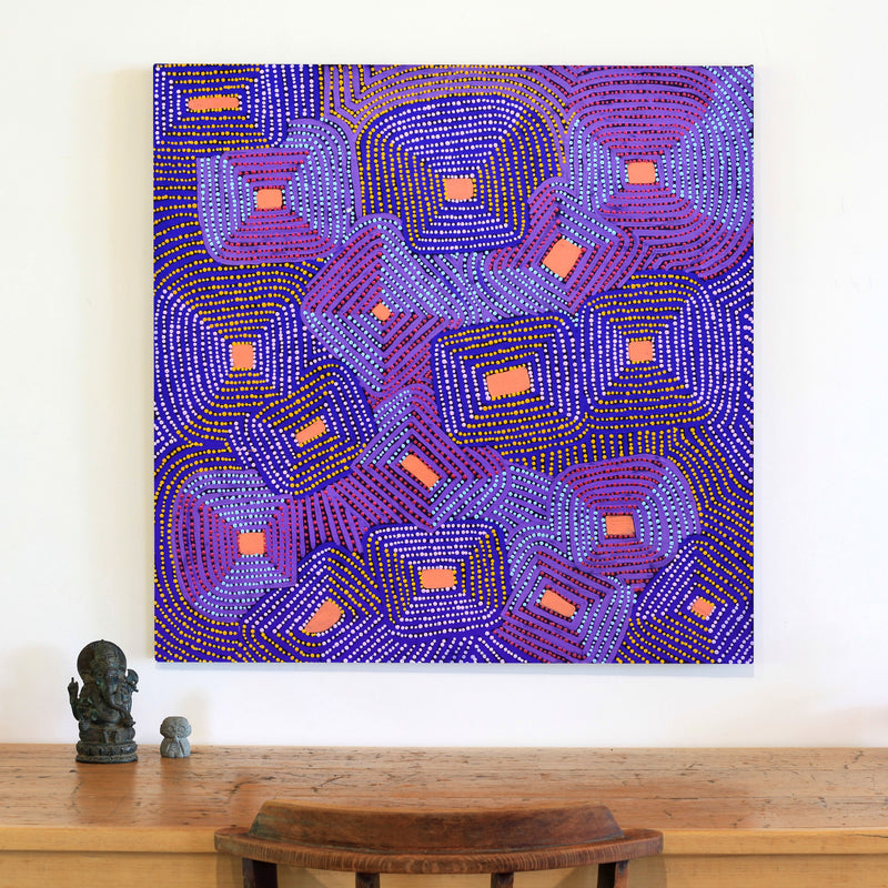 Aboriginal Artwork by Gloria Napangardi Gill, Lukarrara Jukurrpa, 91x91cm