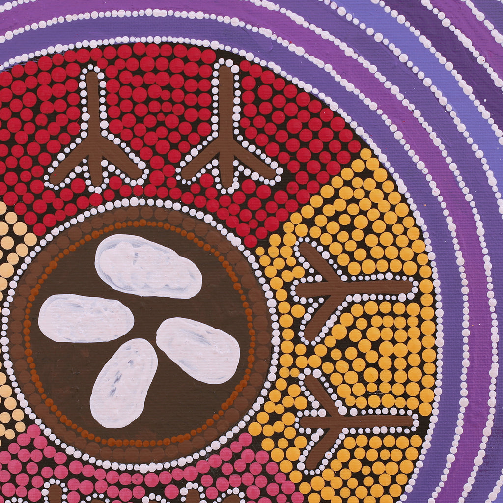 Aboriginal Artwork by Glorine Nungarrayi Martin, Warlawurru Jukurrpa (Wedge-tailed Eagle Dreaming) - Wakurlpa & Yuwarli, 30x30cm - ART ARK®