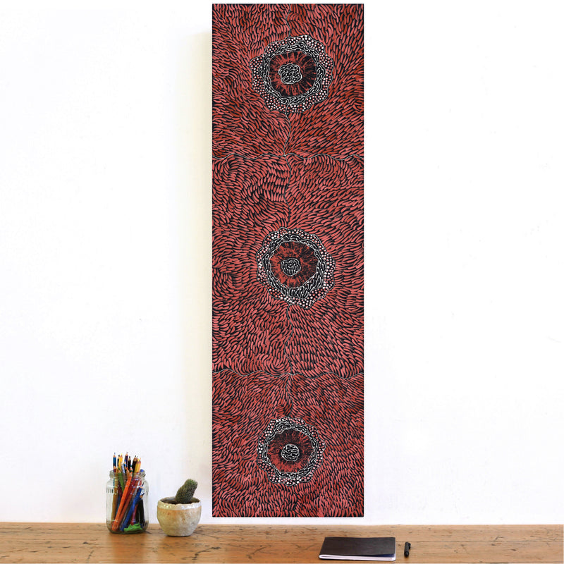 Aboriginal Artwork by Grace Napangardi Butcher, Pikilyi Jukurrpa (Vaughan Springs Dreaming), 107x30cm