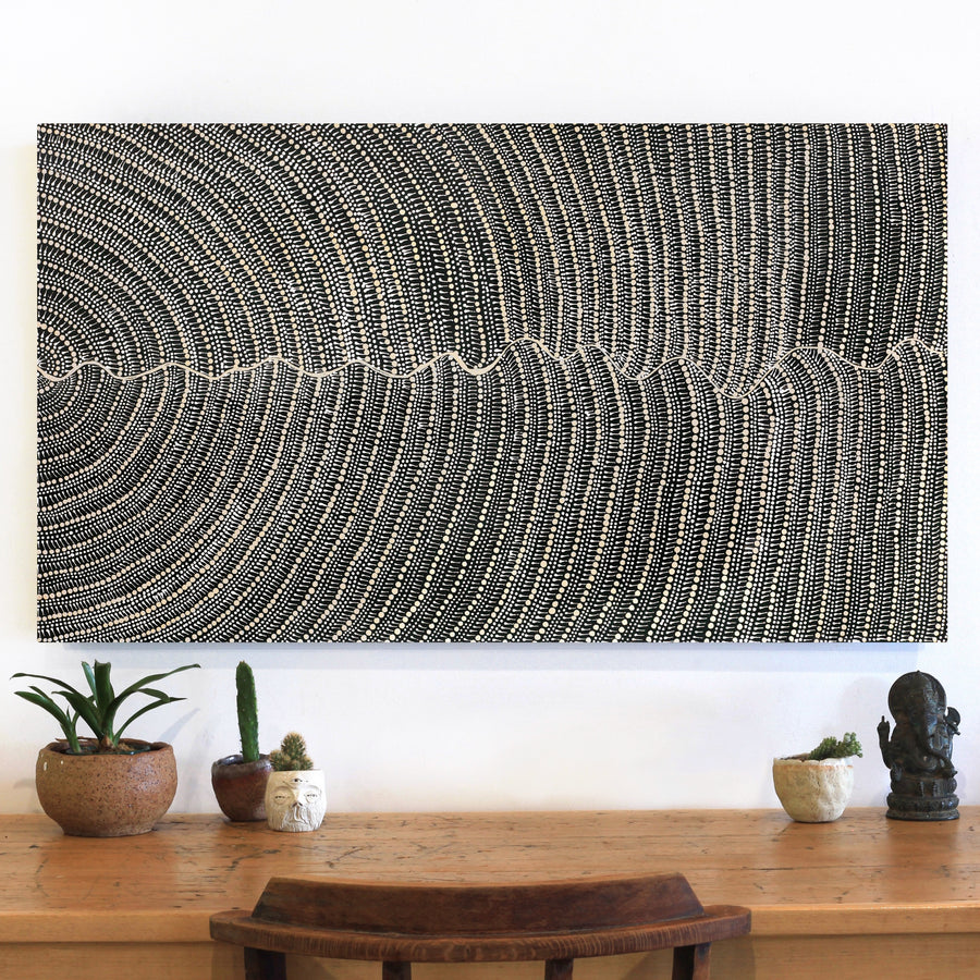 Aboriginal Artwork by Grace Napangardi Butcher, Pikilyi Jukurrpa (Vaughan Springs Dreaming), 107x61cm