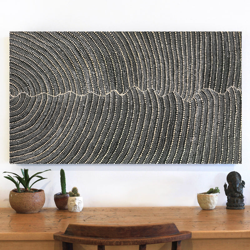 Aboriginal Artwork by Grace Napangardi Butcher, Pikilyi Jukurrpa (Vaughan Springs Dreaming), 107x61cm