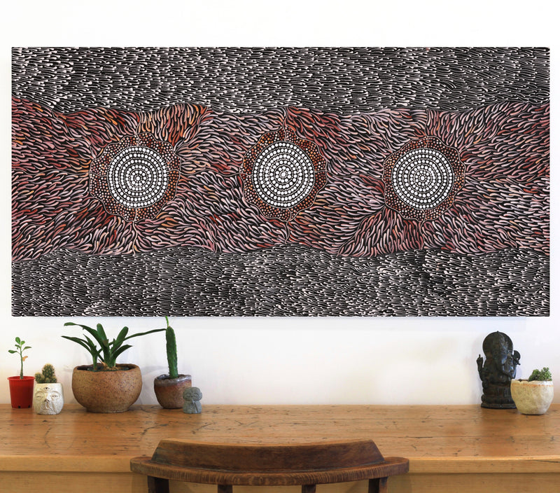 Aboriginal Artwork by Grace Napangardi Butcher, Pikilyi Jukurrpa (Vaughan Springs Dreaming), 122x61cm