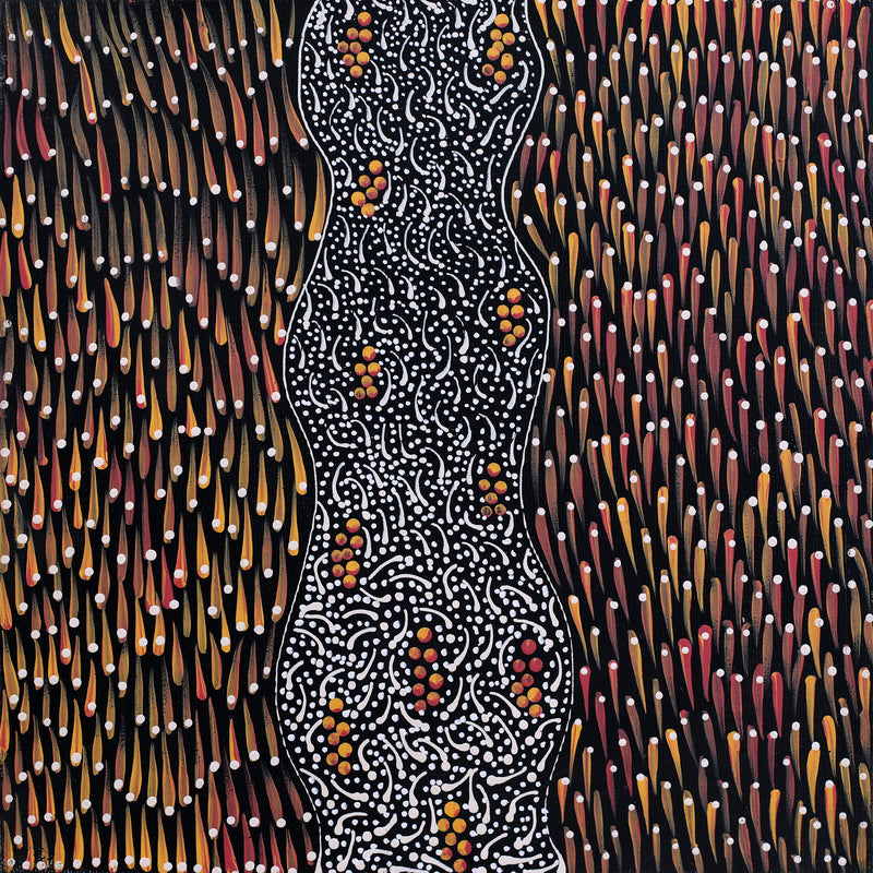 Aboriginal Artwork by Grace Napangardi Butcher, Pikilyi Jukurrpa (Vaughan Springs Dreaming), 30x30cm