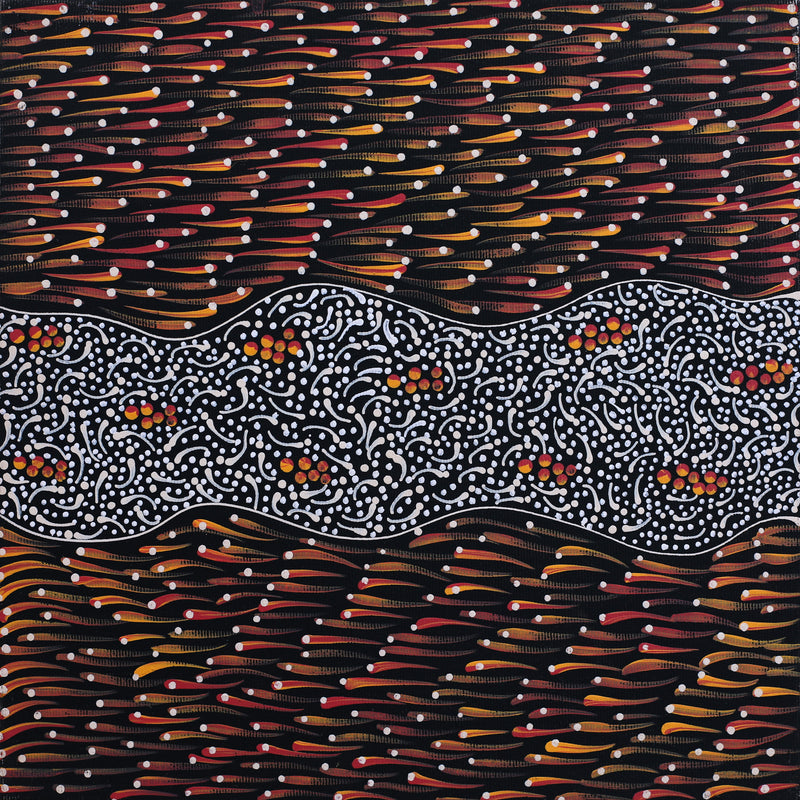 Aboriginal Artwork by Grace Napangardi Butcher, Pikilyi Jukurrpa (Vaughan Springs Dreaming), 30x30cm