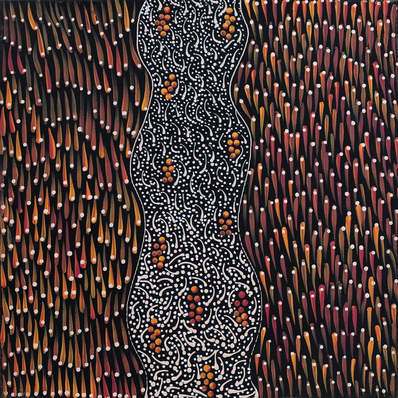 Aboriginal Artwork by Grace Napangardi Butcher, Pikilyi Jukurrpa (Vaughan Springs Dreaming), 30x30cm