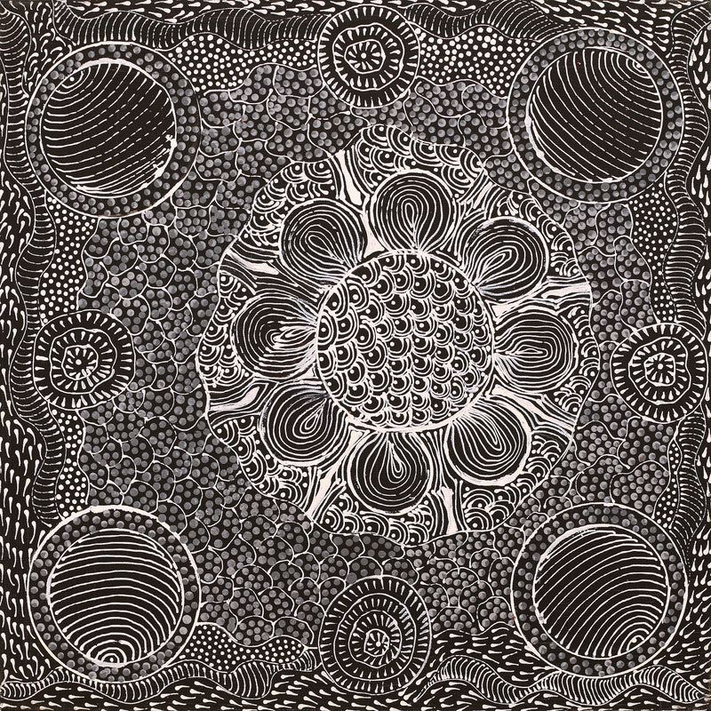 Aboriginal Artwork by Grace Napangardi Butcher, Pikilyi Jukurrpa (Vaughan Springs Dreaming), 40x40cm