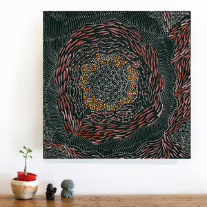 Aboriginal Art by Grace Napangardi Butcher, Pikilyi Jukurrpa (Vaughan Springs Dreaming), 46x46cm - ART ARK®