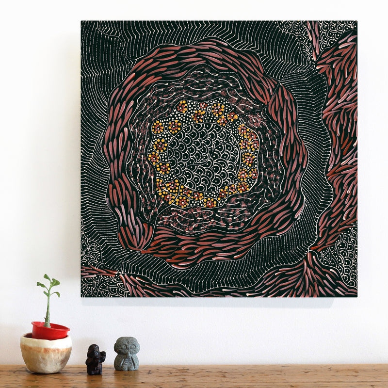 Aboriginal Artwork by Grace Napangardi Butcher, Pikilyi Jukurrpa (Vaughan Springs Dreaming), 46x46cm