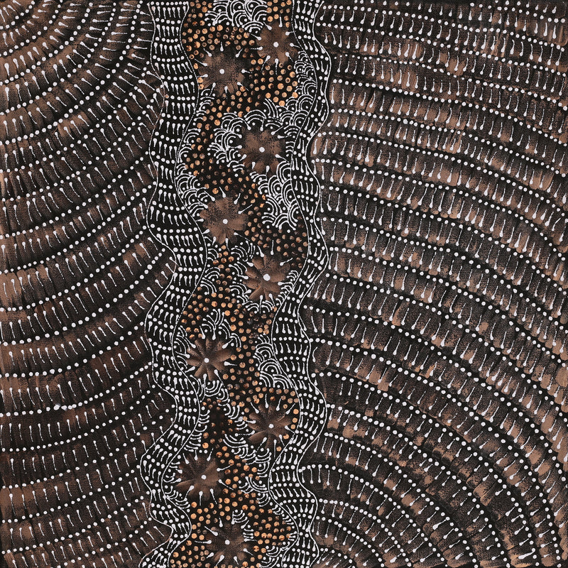 Aboriginal Artwork by Grace Napangardi Butcher, Pikilyi Jukurrpa (Vaughan Springs Dreaming), 46x46cm