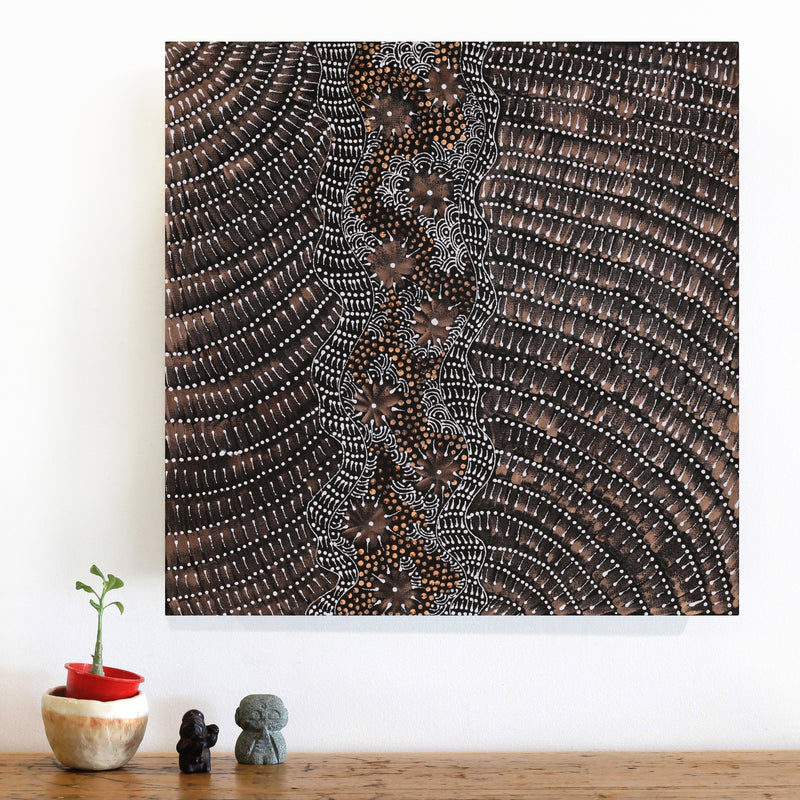 Aboriginal Artwork by Grace Napangardi Butcher, Pikilyi Jukurrpa (Vaughan Springs Dreaming), 46x46cm