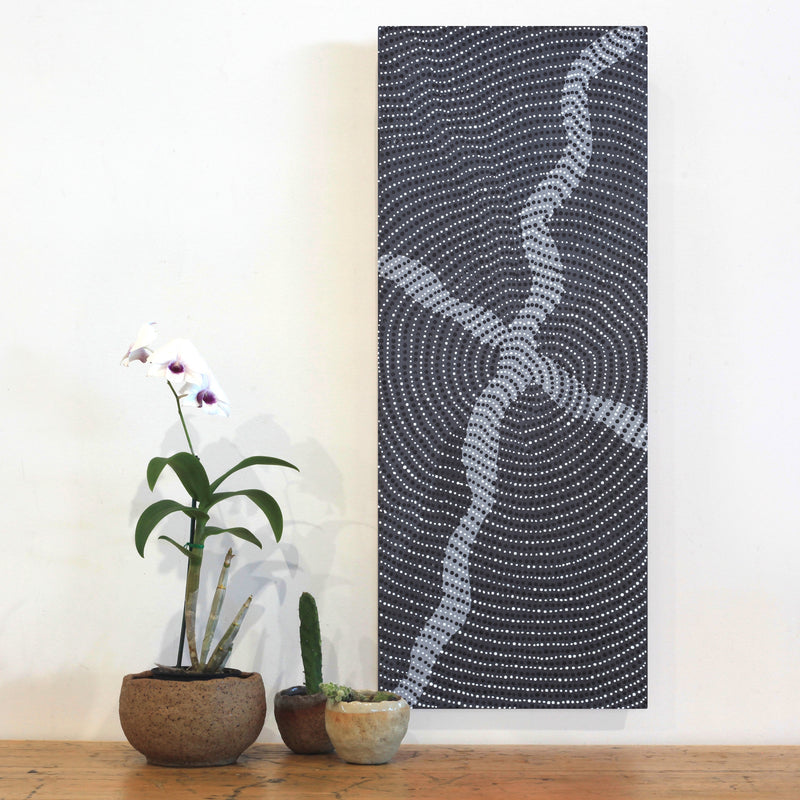 Aboriginal Artwork by Grace Napangardi Butcher, Pikilyi Jukurrpa (Vaughan Springs Dreaming), 76x30cm