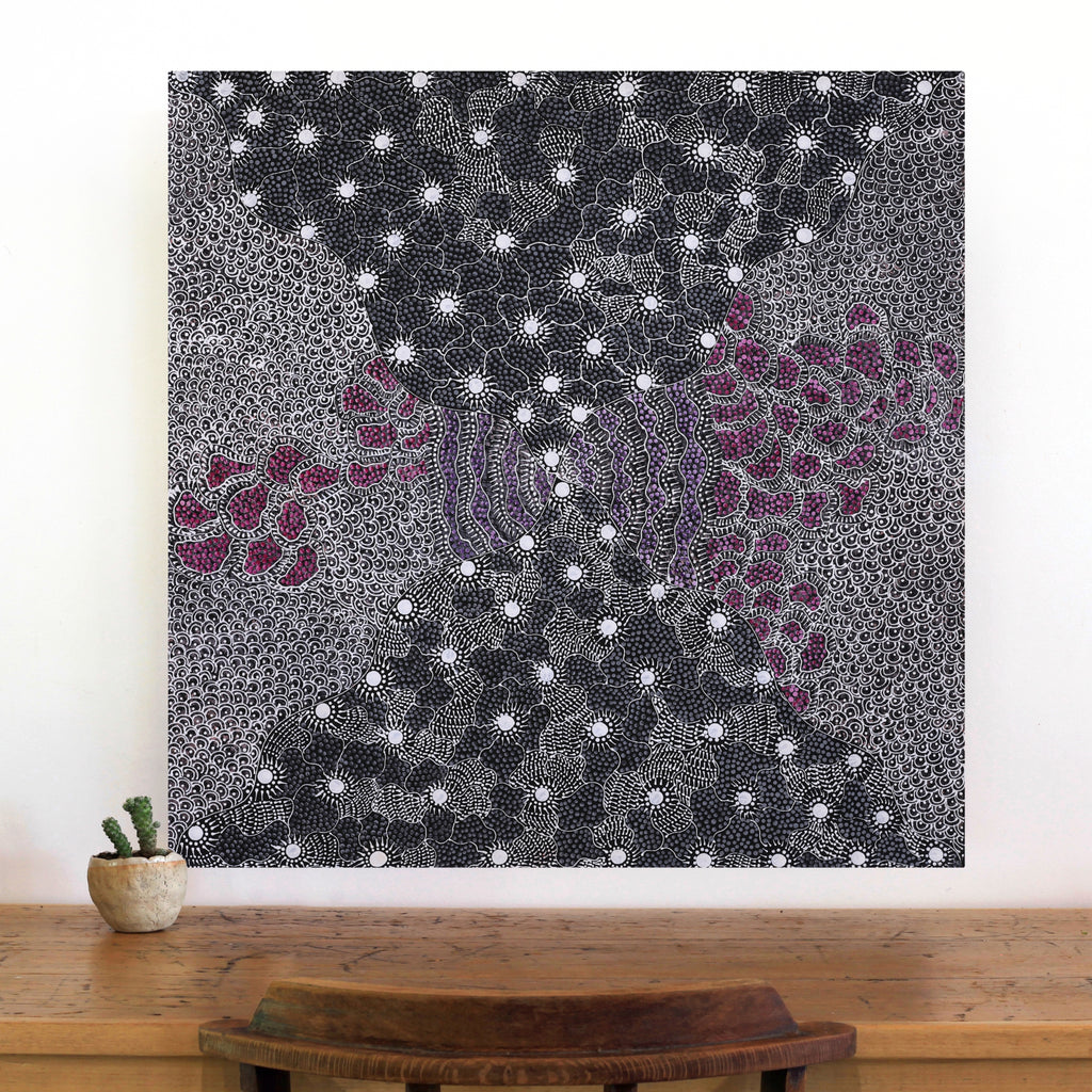Aboriginal Artwork by Grace Napangardi Butcher, Pikilyi Jukurrpa (Vaughan Springs Dreaming), 76x76cm