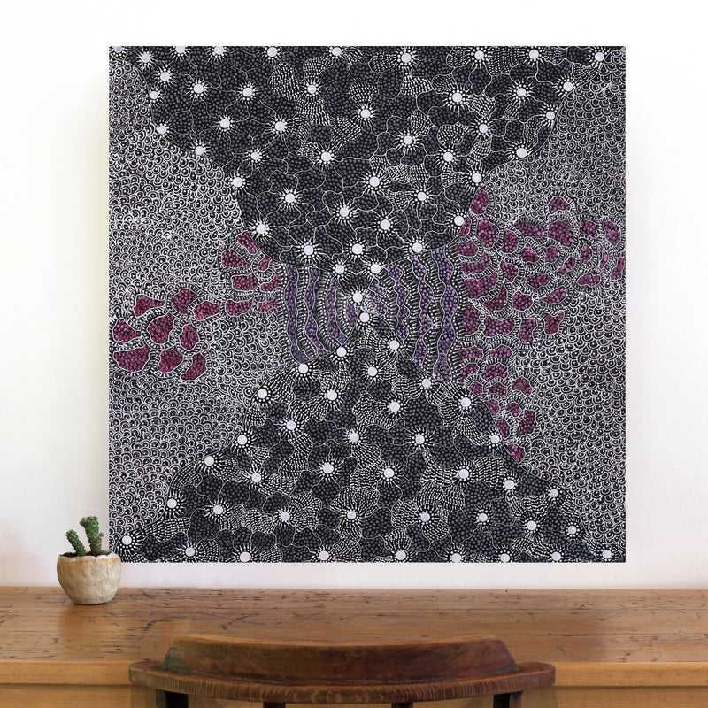 Aboriginal Artwork by Grace Napangardi Butcher, Pikilyi Jukurrpa (Vaughan Springs Dreaming), 76x76cm