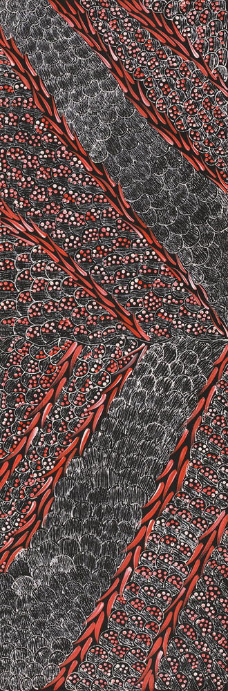 Aboriginal Artwork by Grace Napangardi Butcher, Pikilyi Jukurrpa (Vaughan Springs Dreaming), 91x30cm