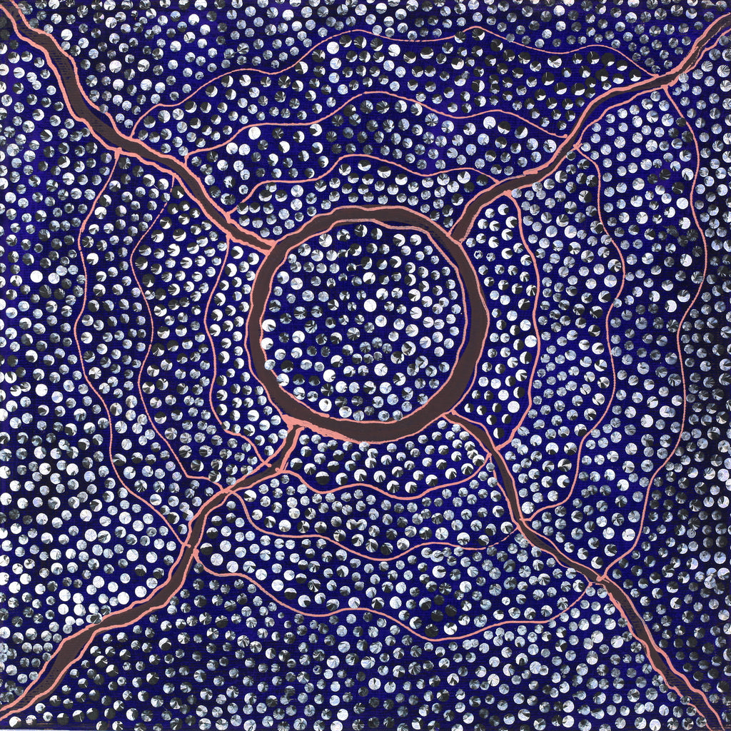 Aboriginal Artwork by Grace Napangardi Butcher, Pikilyi Jukurrpa (Vaughan Springs Dreaming), 30x30cm