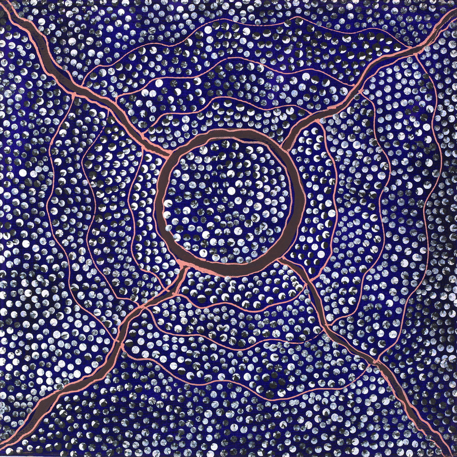 Aboriginal Artwork by Grace Napangardi Butcher, Pikilyi Jukurrpa (Vaughan Springs Dreaming), 30x30cm
