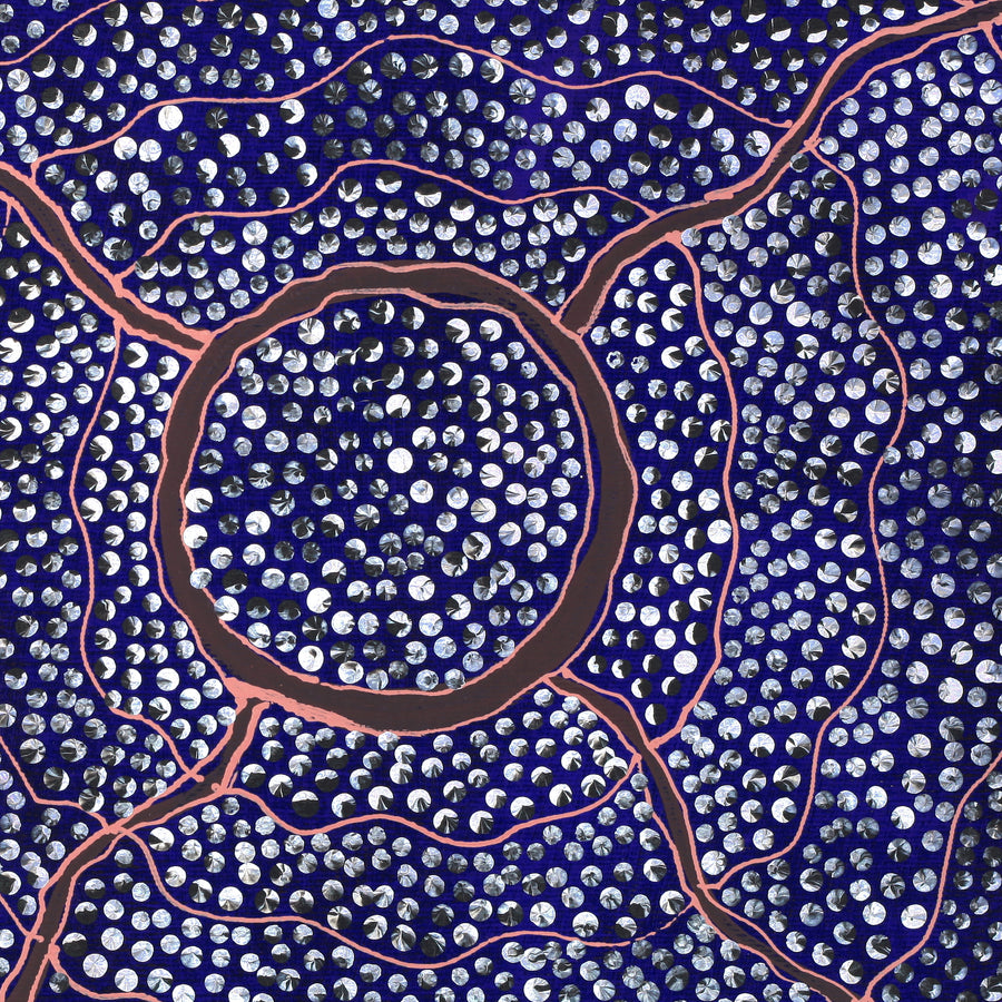 Aboriginal Artwork by Grace Napangardi Butcher, Pikilyi Jukurrpa (Vaughan Springs Dreaming), 30x30cm