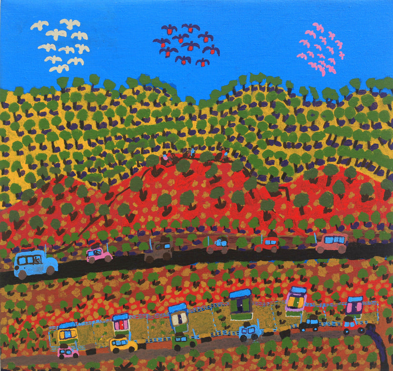 Aboriginal Artwork by Grace Robinya, Ntaria [Hermannsburg] Sandhills, 60x56cm