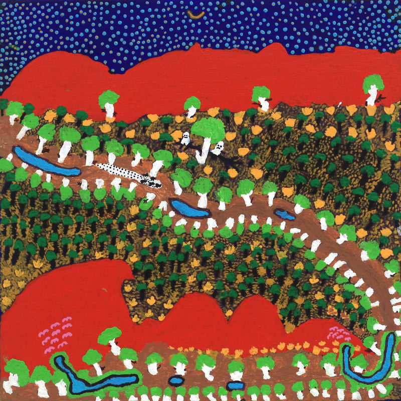 Aboriginal Artwork by Grace Robinya, North of Laramba, 40x40cm