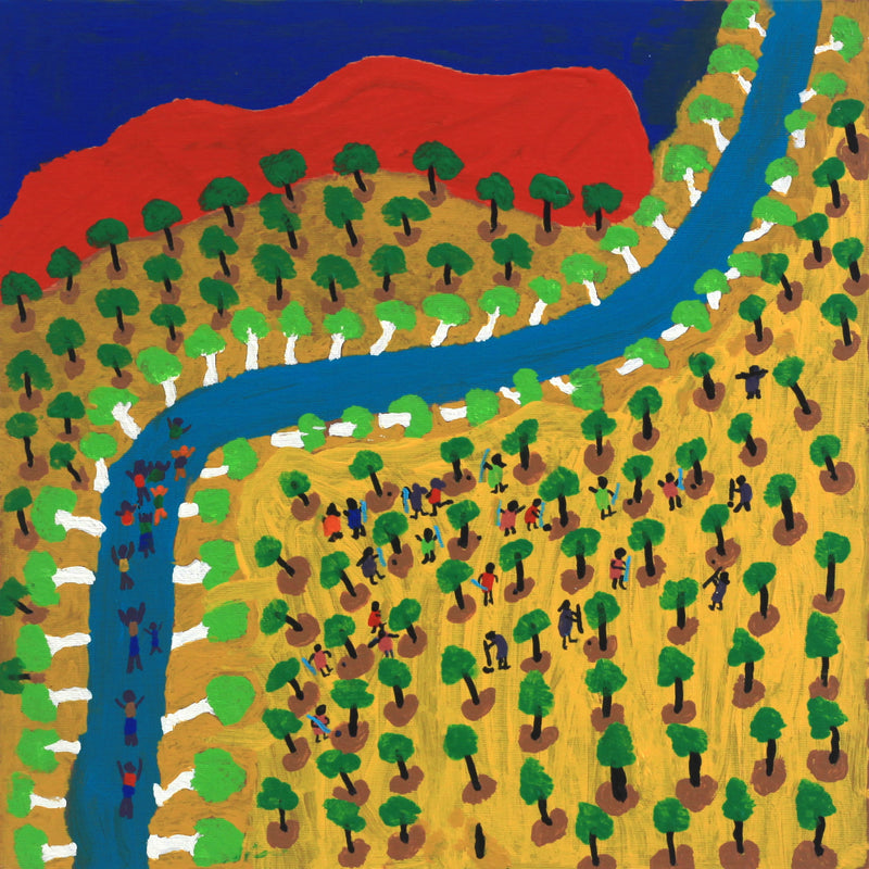 Aboriginal Artwork by Grace Robinya, Paddy's Well, 40x40cm