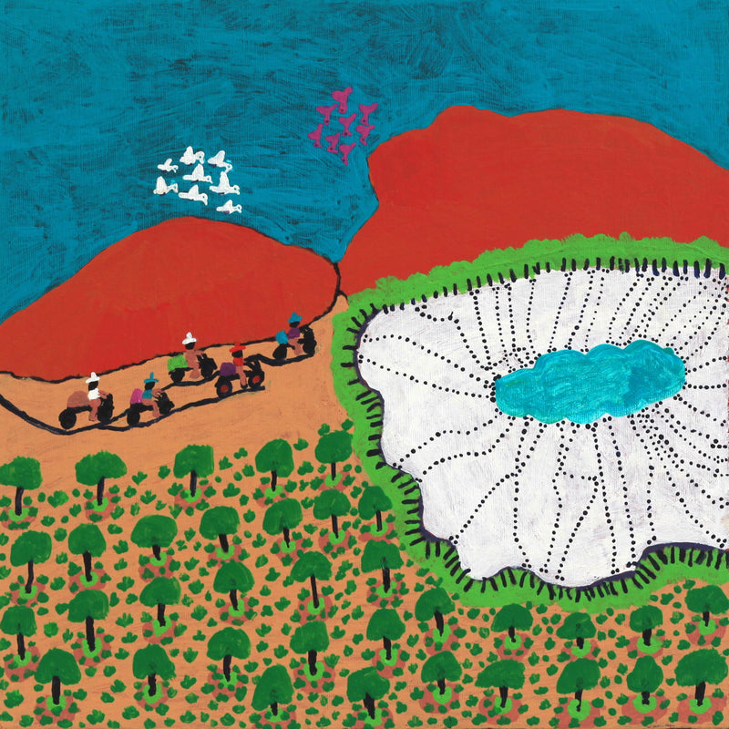 Aboriginal Artwork by Grace Robinya, Llewerr - Lake Lewis, 40x40cm