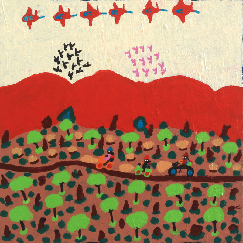Aboriginal Artwork by Grace Robinya, Shopping Out Bush, 40x40cm