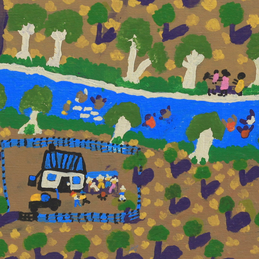 Aboriginal Artwork by Grace Robinya, Coniston Station, 92x46cm