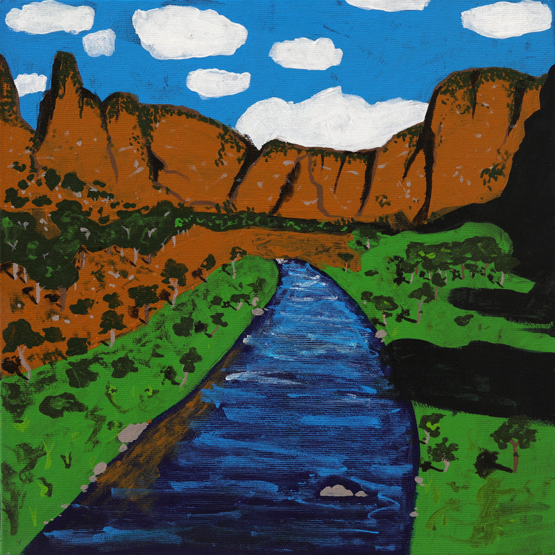 Aboriginal Artwork by Graeson Jupurrurla Nelio, Patterns of the Landscape around Yuendumu, 30x30cm