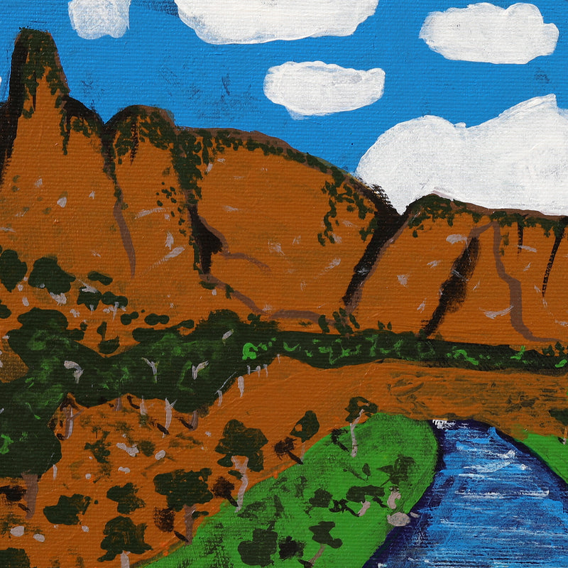 Aboriginal Artwork by Graeson Jupurrurla Nelio, Patterns of the Landscape around Yuendumu, 30x30cm