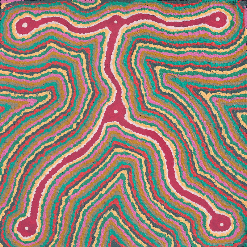 Aboriginal Artwork by Gregory Jupurrurla Gill, Lukarrara Jukurrpa, 46x46cm