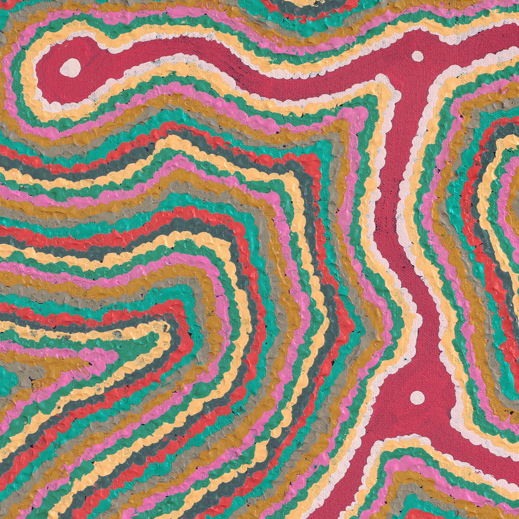 Aboriginal Artwork by Gregory Jupurrurla Gill, Lukarrara Jukurrpa, 46x46cm