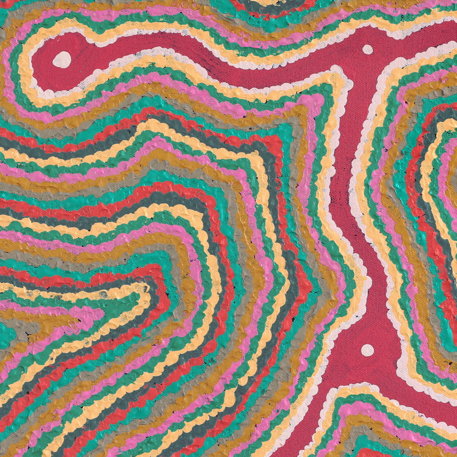 Aboriginal Artwork by Gregory Jupurrurla Gill, Lukarrara Jukurrpa, 46x46cm