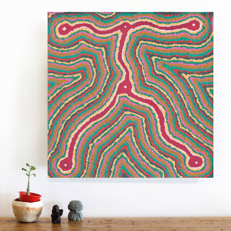 Aboriginal Artwork by Gregory Jupurrurla Gill, Lukarrara Jukurrpa, 46x46cm