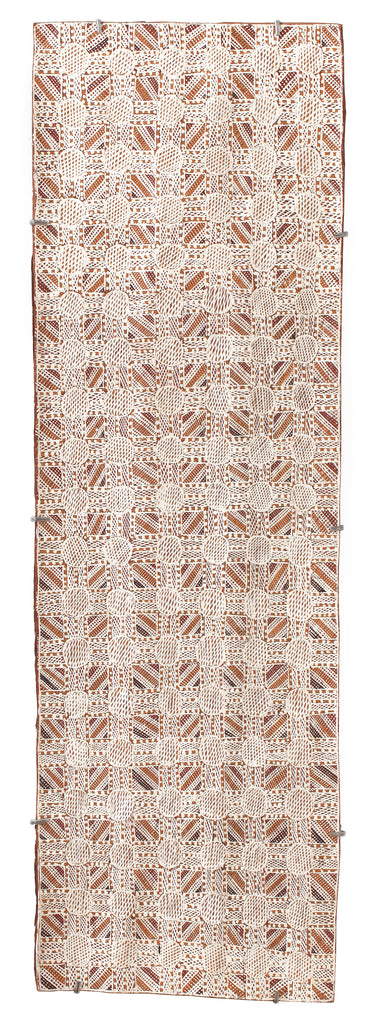 Aboriginal Artwork by Gurrukmuŋu Gurruwiwi, Wakumidi, 125x39cm Bark