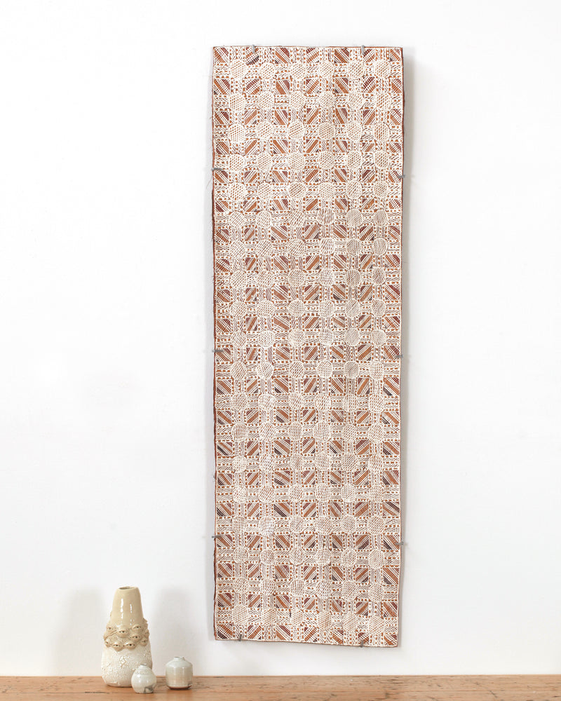 Aboriginal Artwork by Gurrukmuŋu Gurruwiwi, Wakumidi, 125x39cm Bark